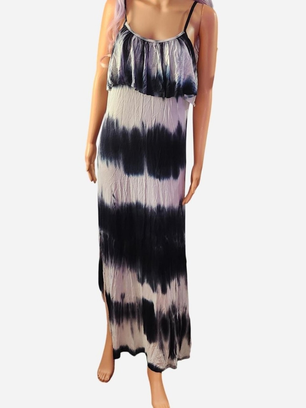White Mark Tie-Dye Maxi Dress in Black and White - Sleeveless / NWT / XL